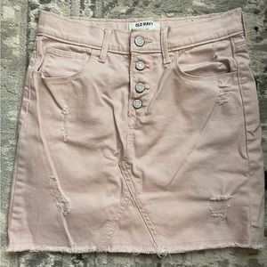 Old Navy L light Pink Denim Skirt, Button Up